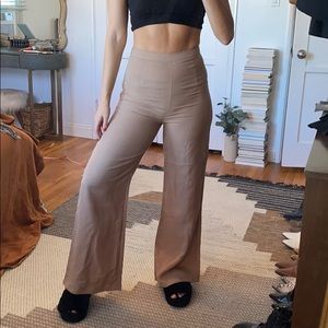 NASTY GAL TAN LINEN FLARED PANT